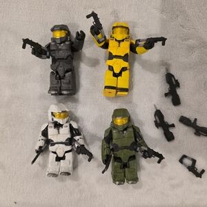 XBox Master Chief Action Figure Set - Yellow, Green, Gray, and White